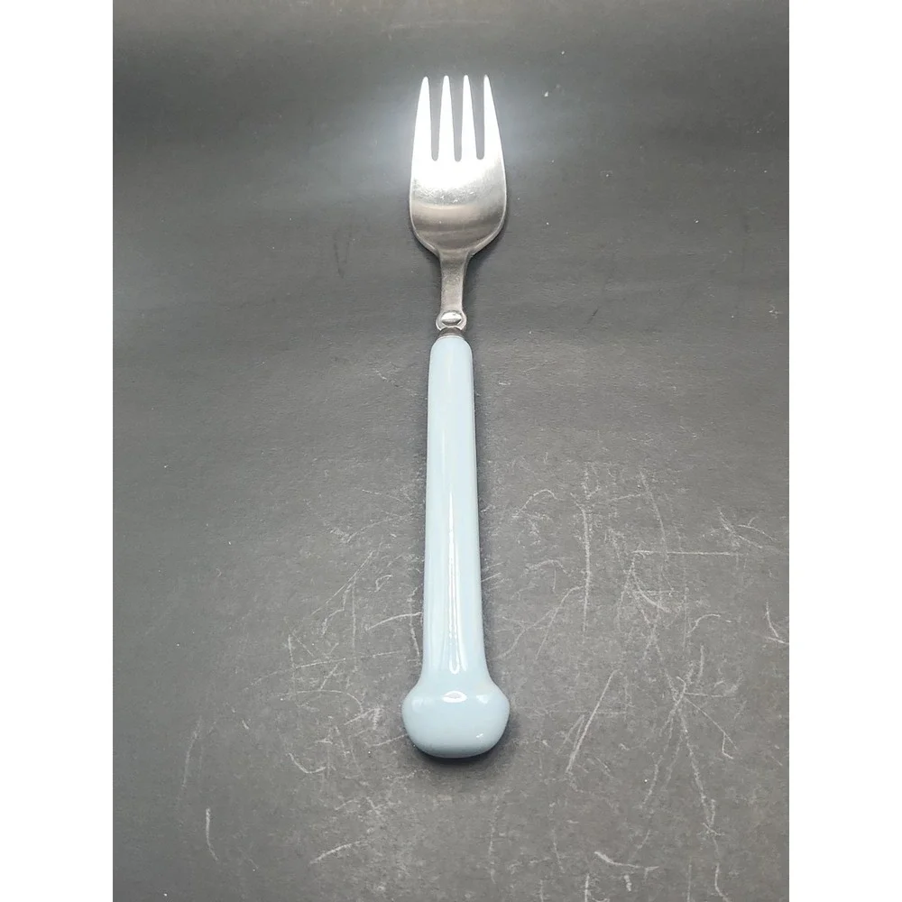 Rare Blue‎ Handled Vintage Denby Castile Large Dinner Fork Stone Steel Regency